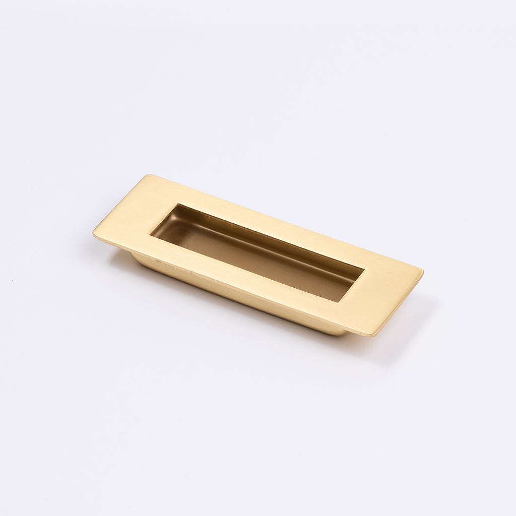 Satin Brass Sliding Door Flush Pull 120mm x 40mm - Manovella