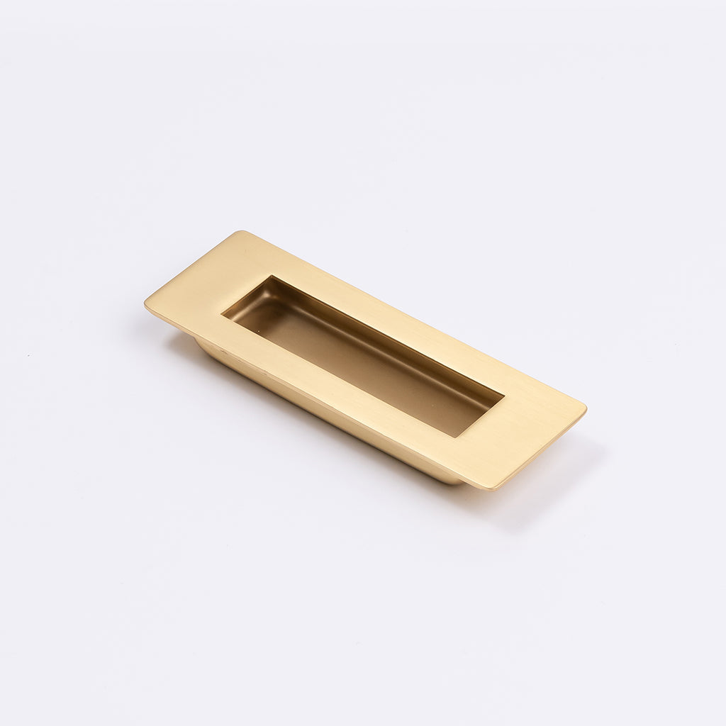 Satin Brass Sliding Door Flush Pull 120mm x 40mm - Manovella