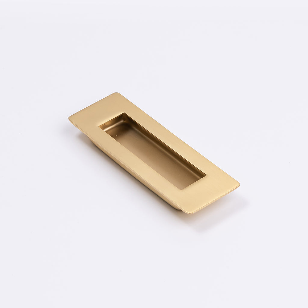 Satin Brass Sliding Door Flush Pull 120mm x 40mm - Manovella