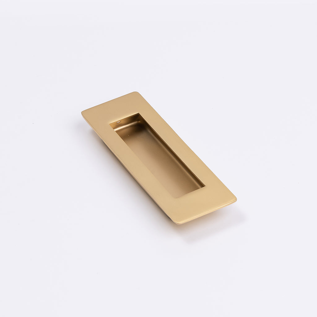 Satin Brass Sliding Door Flush Pull 120mm x 40mm - Manovella