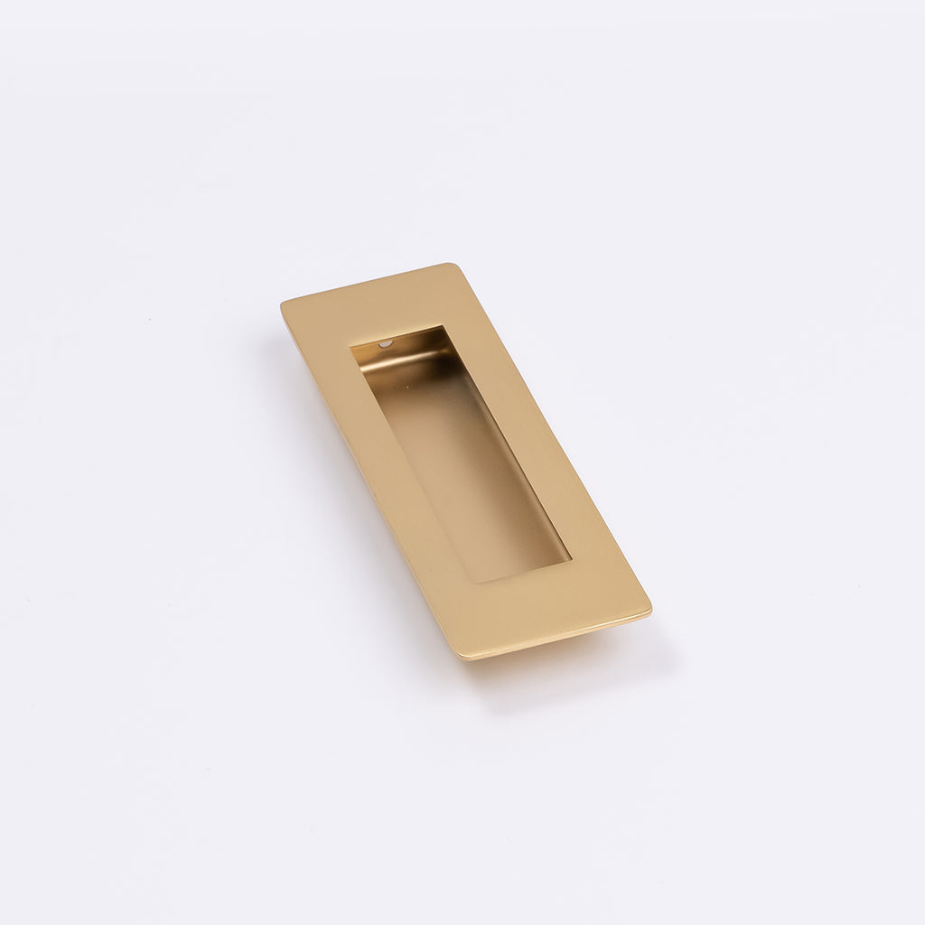 Satin Brass Sliding Door Flush Pull 120mm x 40mm - Manovella