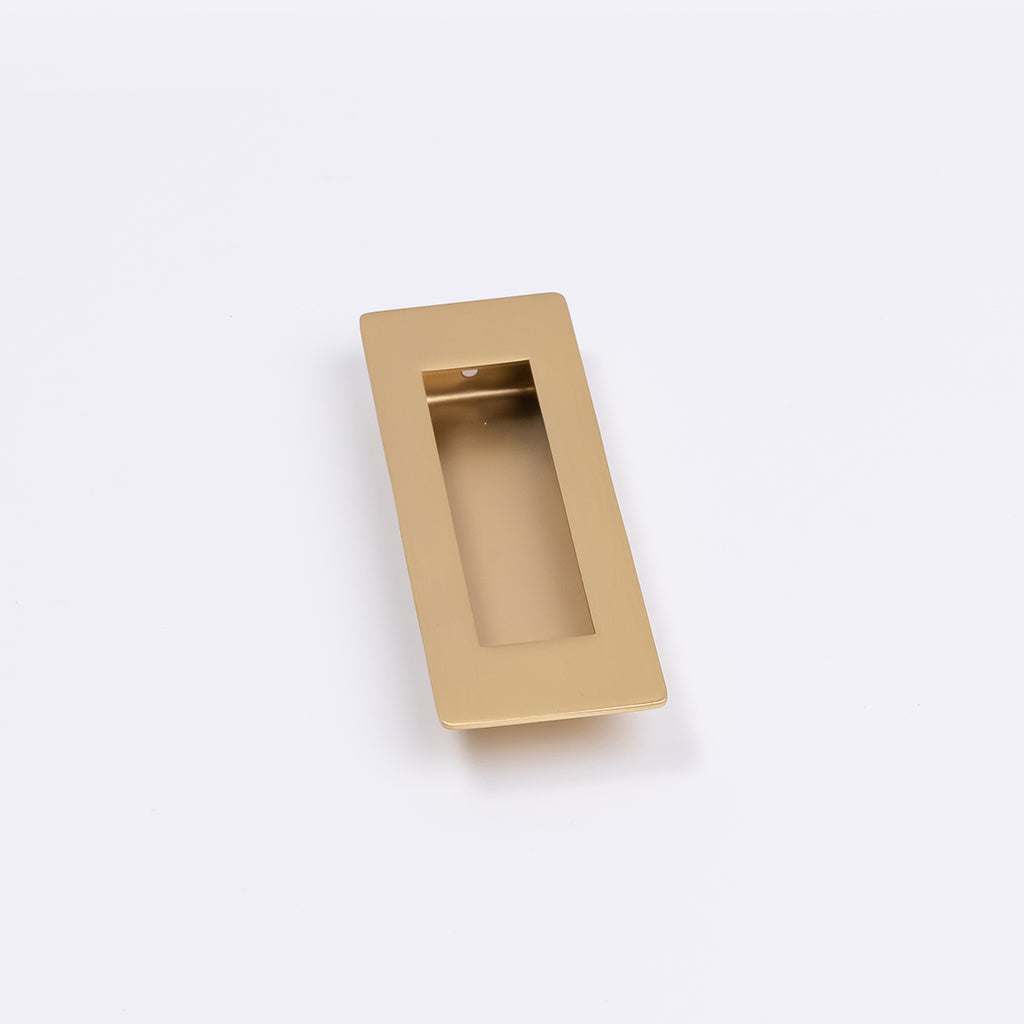 Satin Brass Sliding Door Flush Pull 120mm x 40mm - Manovella