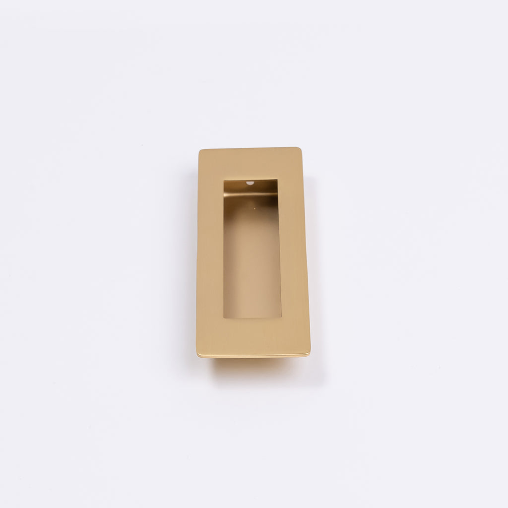 Satin Brass Sliding Door Flush Pull 120mm x 40mm - Manovella