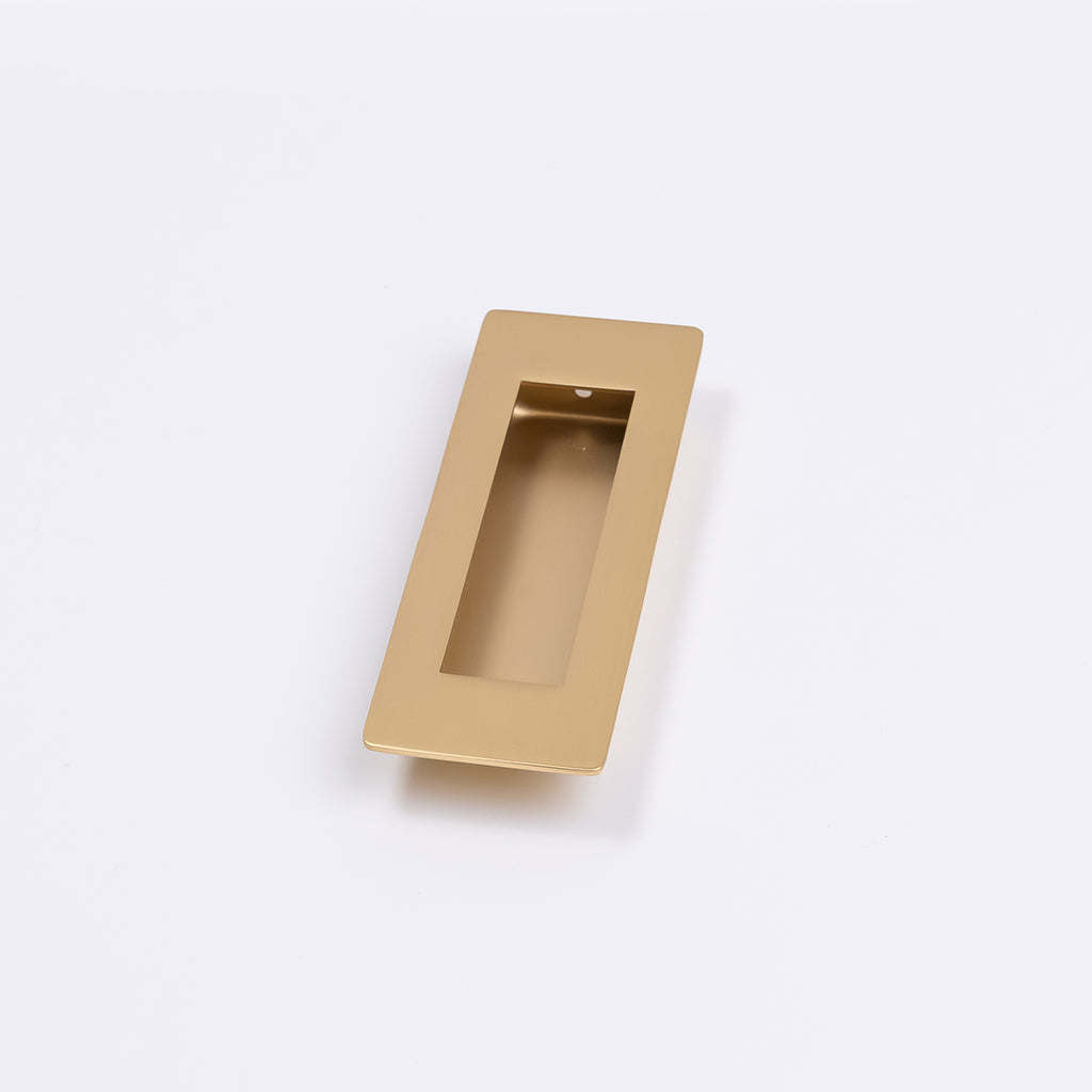 Satin Brass Sliding Door Flush Pull 120mm x 40mm - Manovella