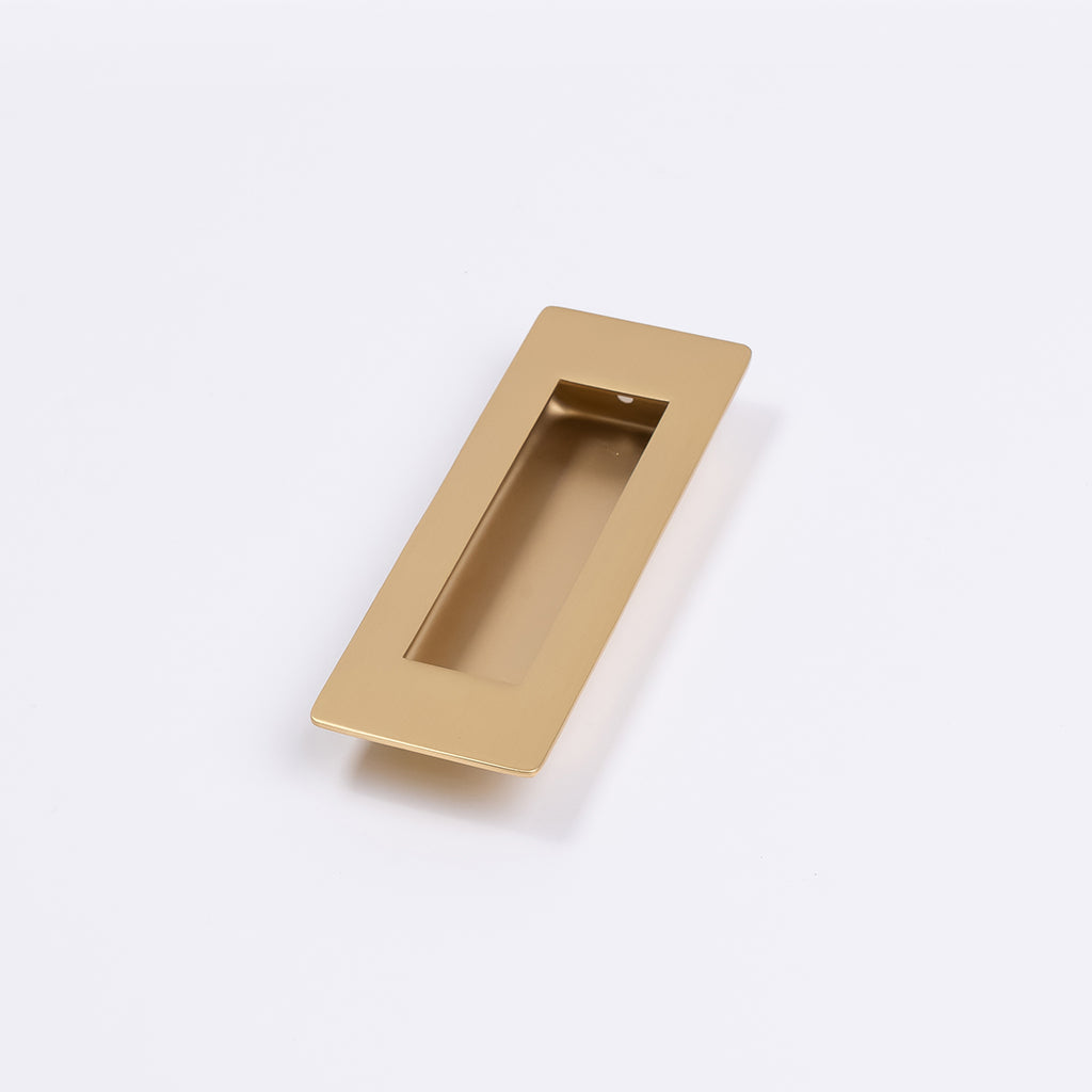 Satin Brass Sliding Door Flush Pull 120mm x 40mm - Manovella