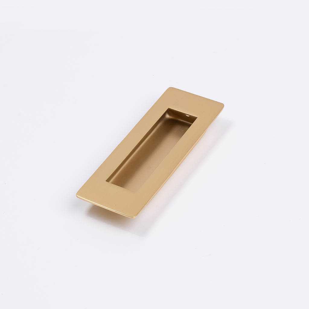 Satin Brass Sliding Door Flush Pull 120mm x 40mm - Manovella