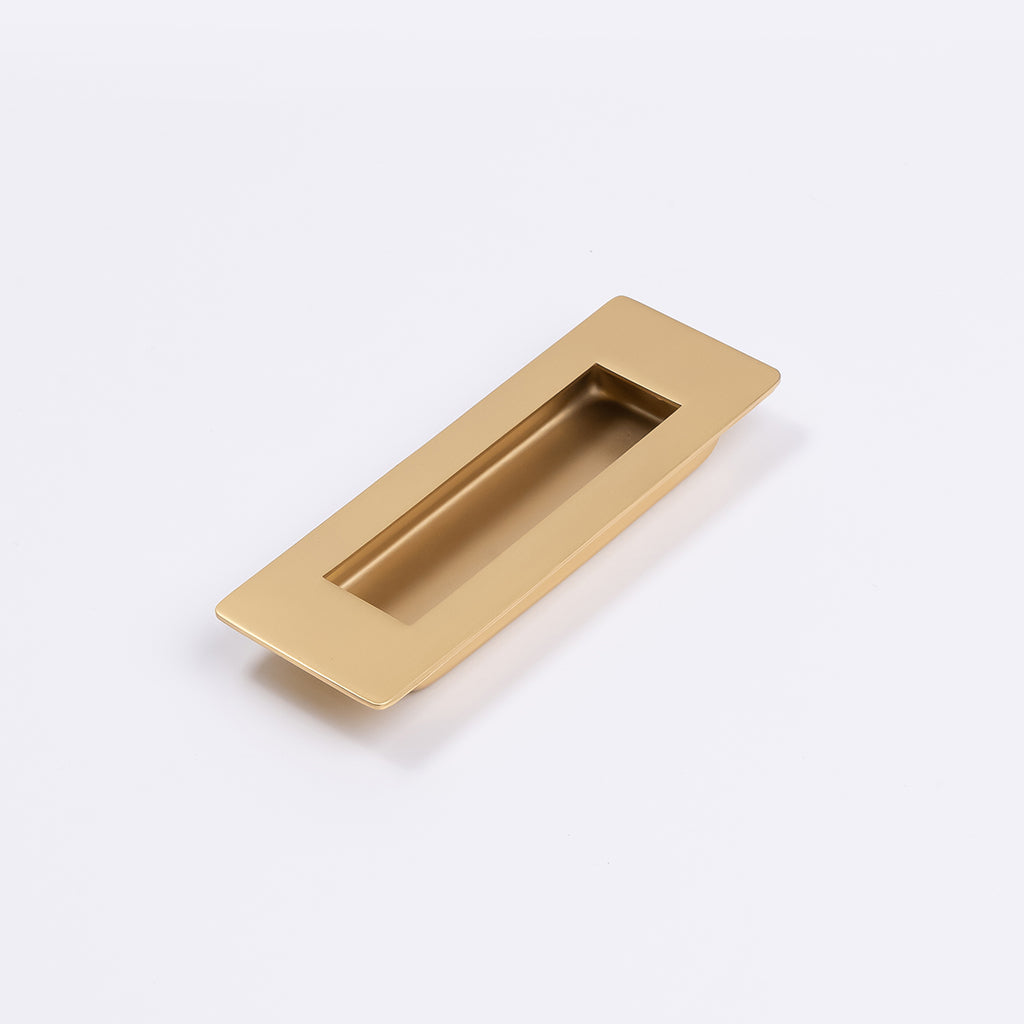 Satin Brass Sliding Door Flush Pull 120mm x 40mm - Manovella