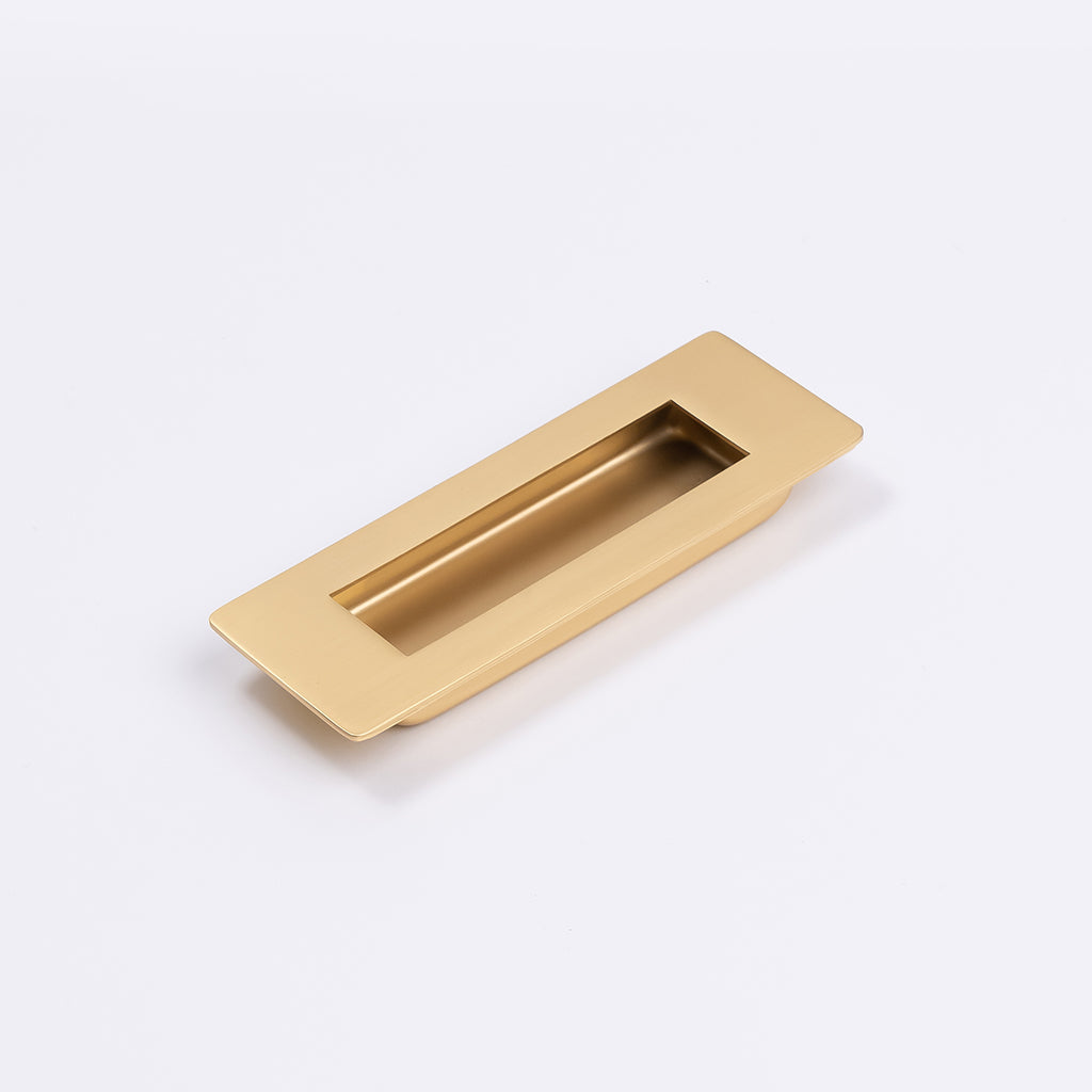 Satin Brass Sliding Door Flush Pull 120mm x 40mm - Manovella