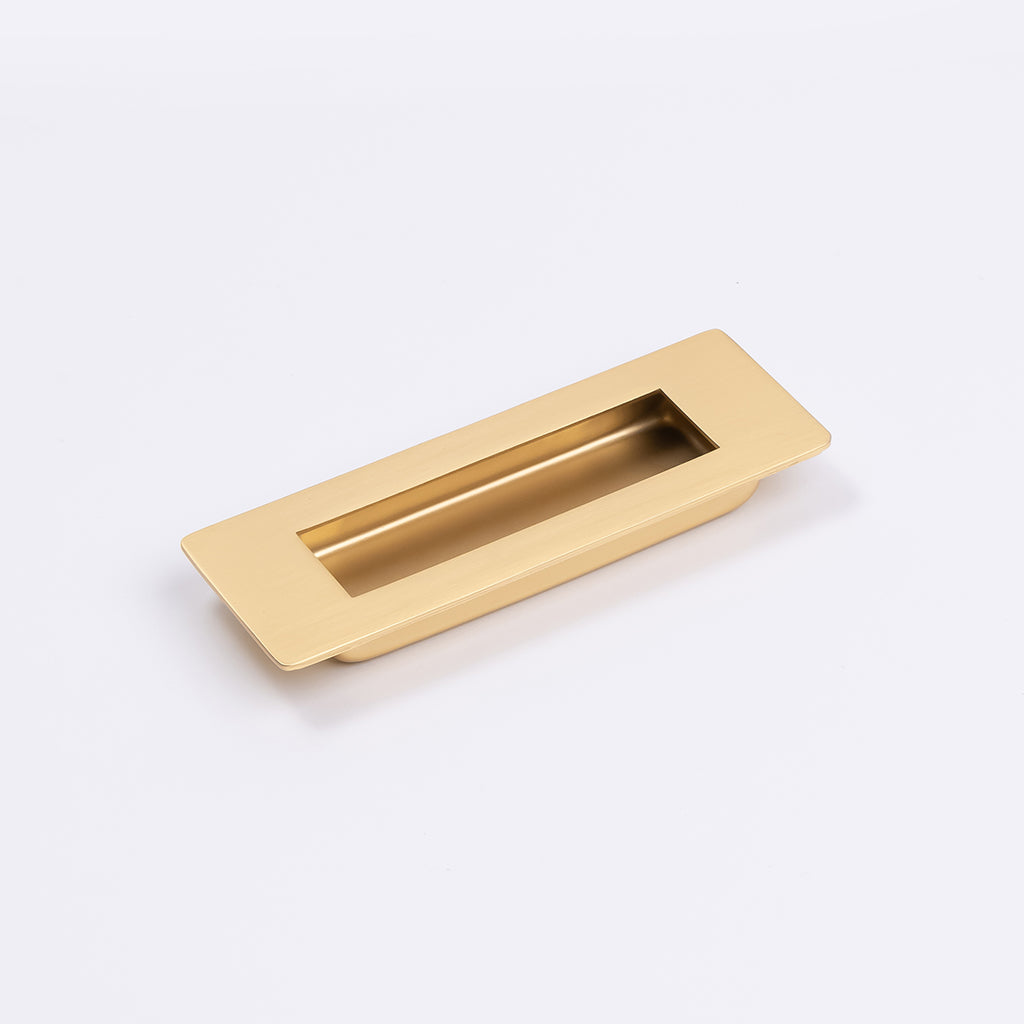 Satin Brass Sliding Door Flush Pull 120mm x 40mm - Manovella