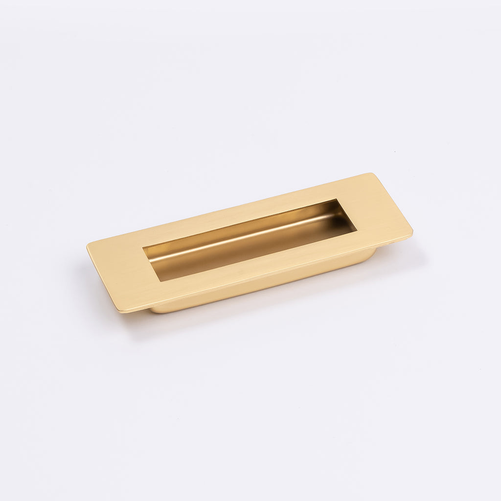 Satin Brass Sliding Door Flush Pull 120mm x 40mm - Manovella