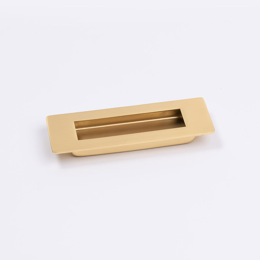 Satin Brass Sliding Door Flush Pull 120mm x 40mm - Manovella