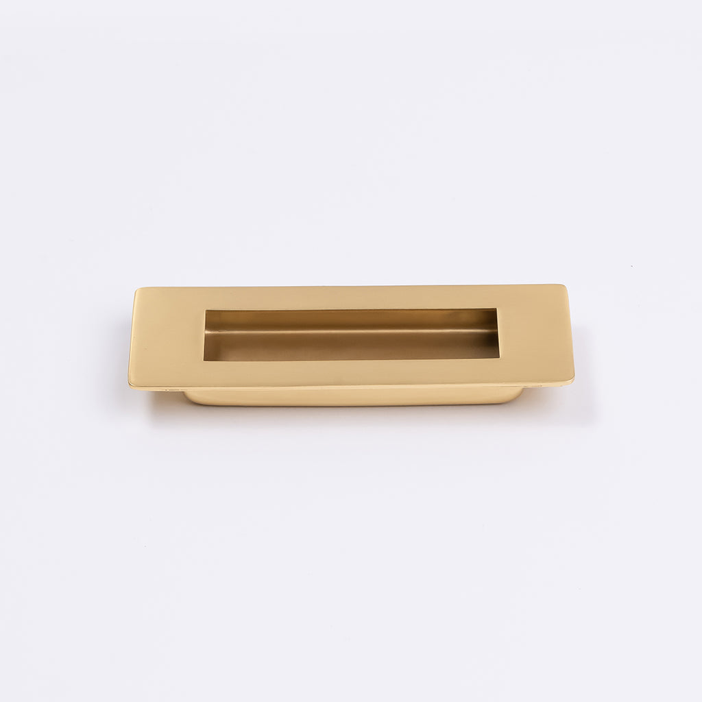 Satin Brass Sliding Door Flush Pull 120mm x 40mm - Manovella