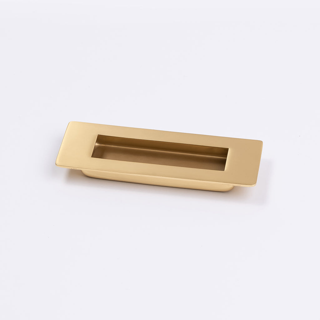 Satin Brass Sliding Door Flush Pull 120mm x 40mm - Manovella