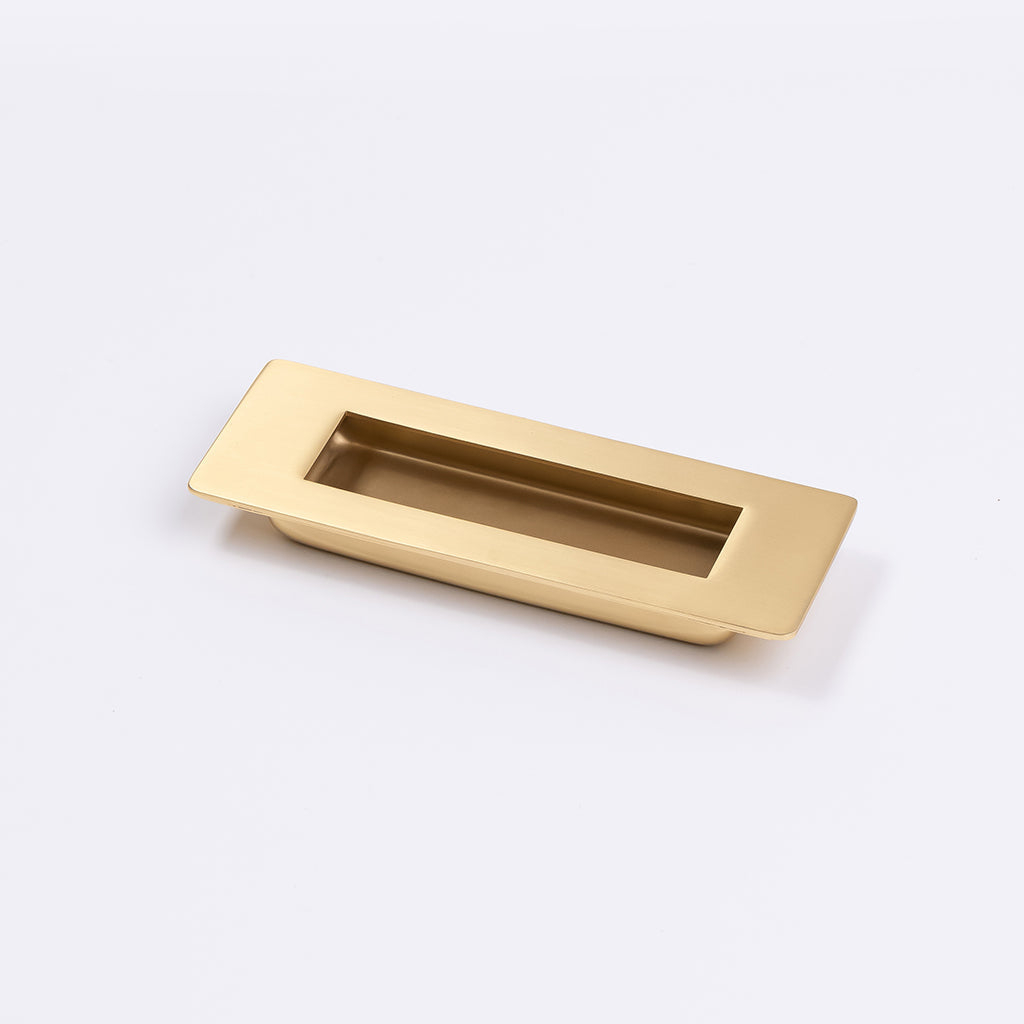 Satin Brass Sliding Door Flush Pull 120mm x 40mm - Manovella