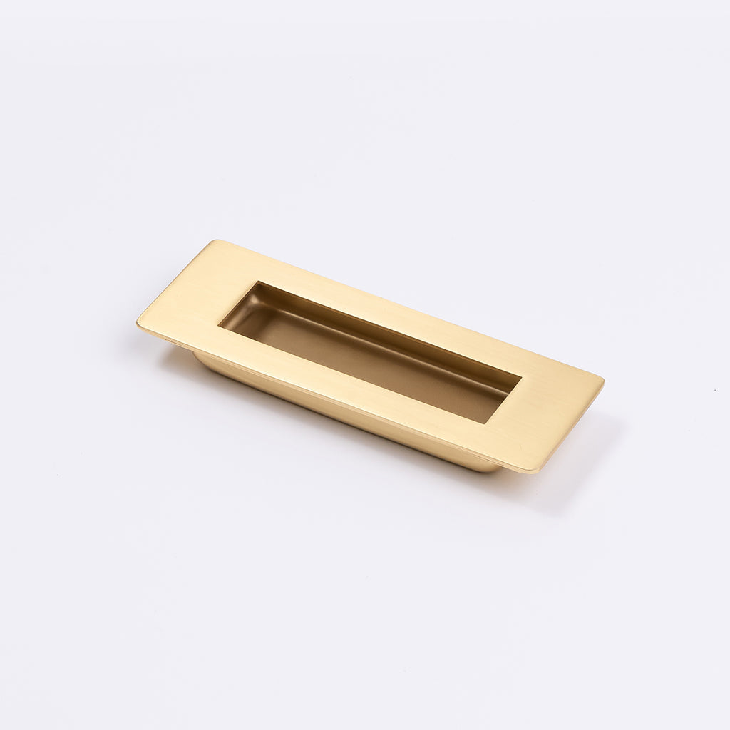 Satin Brass Sliding Door Flush Pull 120mm x 40mm - Manovella