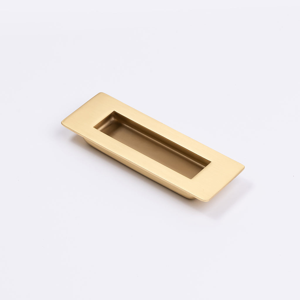 Satin Brass Sliding Door Flush Pull 120mm x 40mm - Manovella