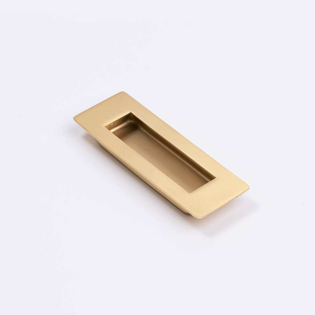 Satin Brass Sliding Door Flush Pull 120mm x 40mm - Manovella