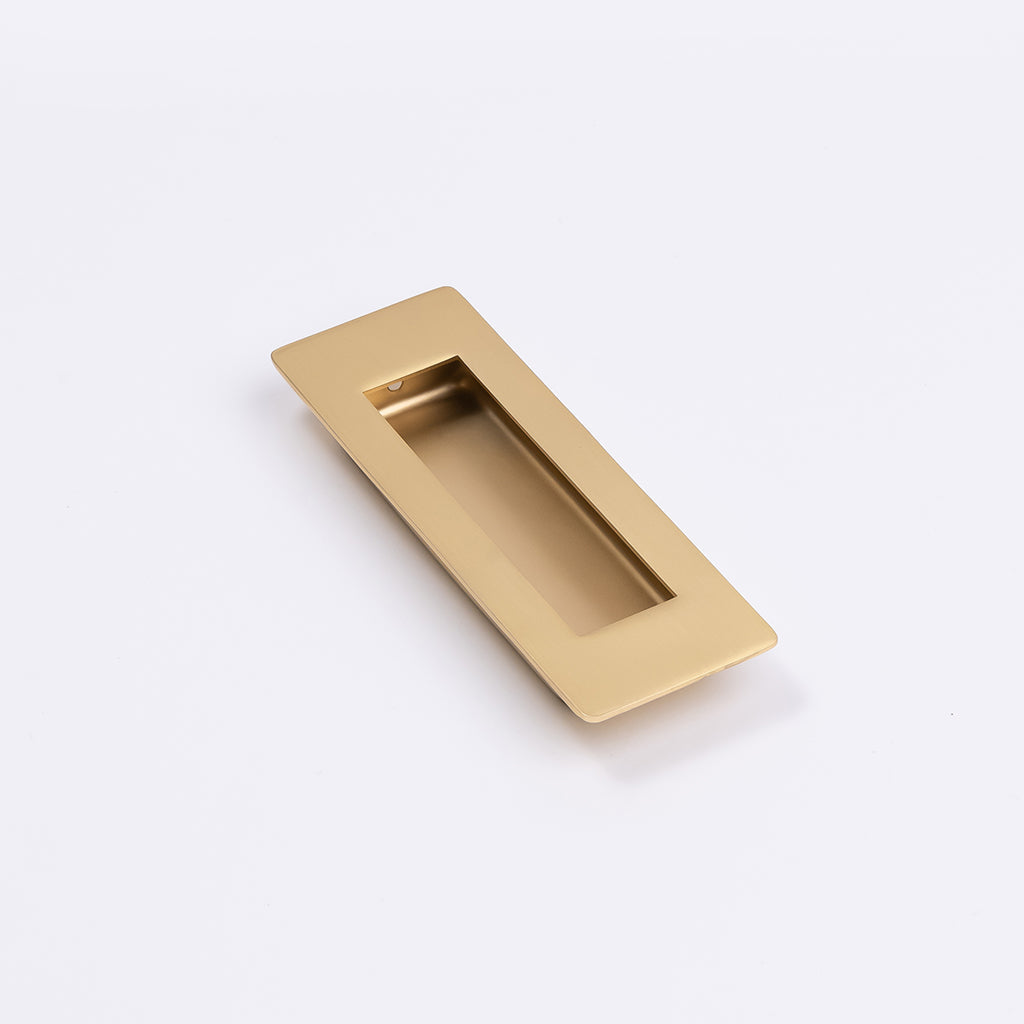 Satin Brass Sliding Door Flush Pull 120mm x 40mm - Manovella