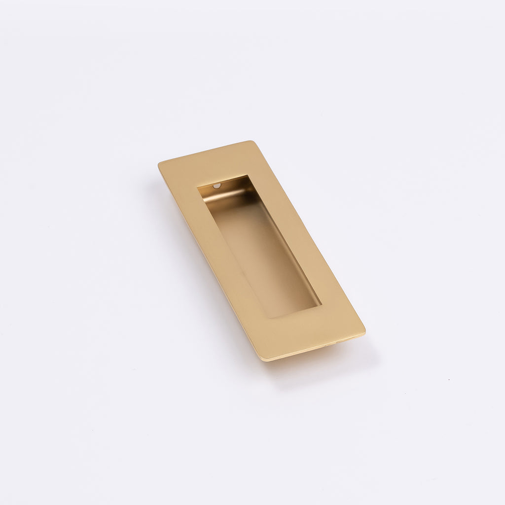 Satin Brass Sliding Door Flush Pull 120mm x 40mm - Manovella