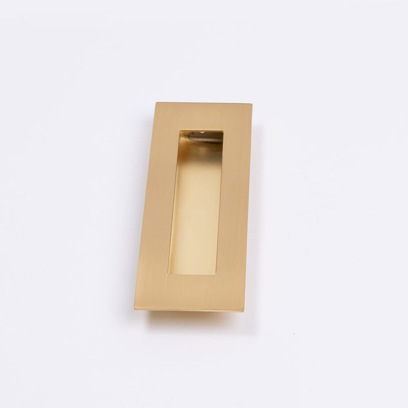 Satin Brass Sliding Door Flush Pull 150mm x 50mm - Manovella