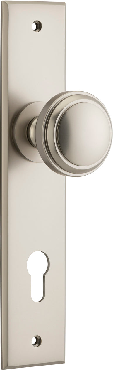 Paddington Knob - Chamfered Backplate - Entry Point - Iver - Satin Nickel - Door Knobs