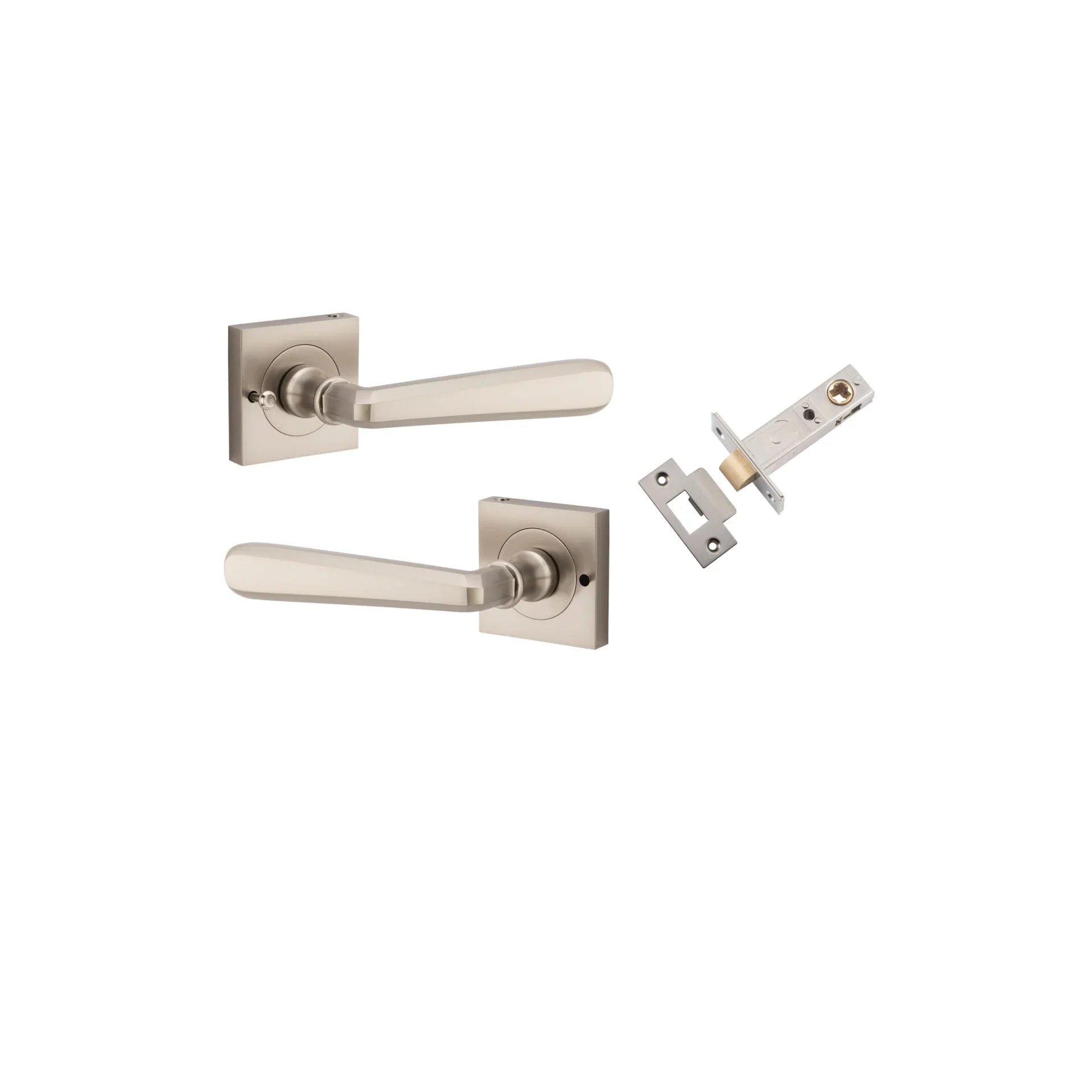 Copenhagen Lever - Square Rose - Entry Point - Iver - Satin Nickel - Door Levers