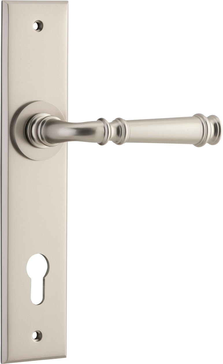 Verona Lever - Chamfered Backplate - Entry Point - Iver - Satin Nickel - Door Levers