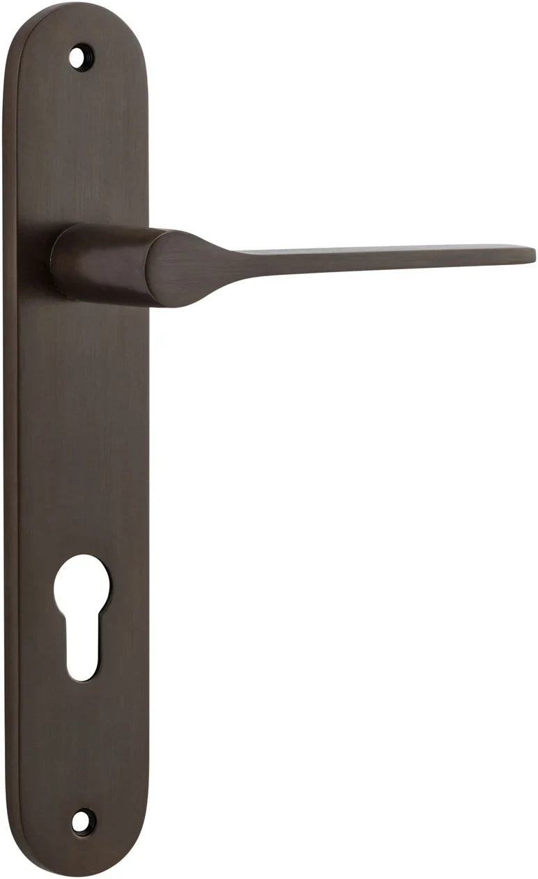 Como Lever - Oval Backplate - Entry Point - Iver - Signature Brass - Door Levers