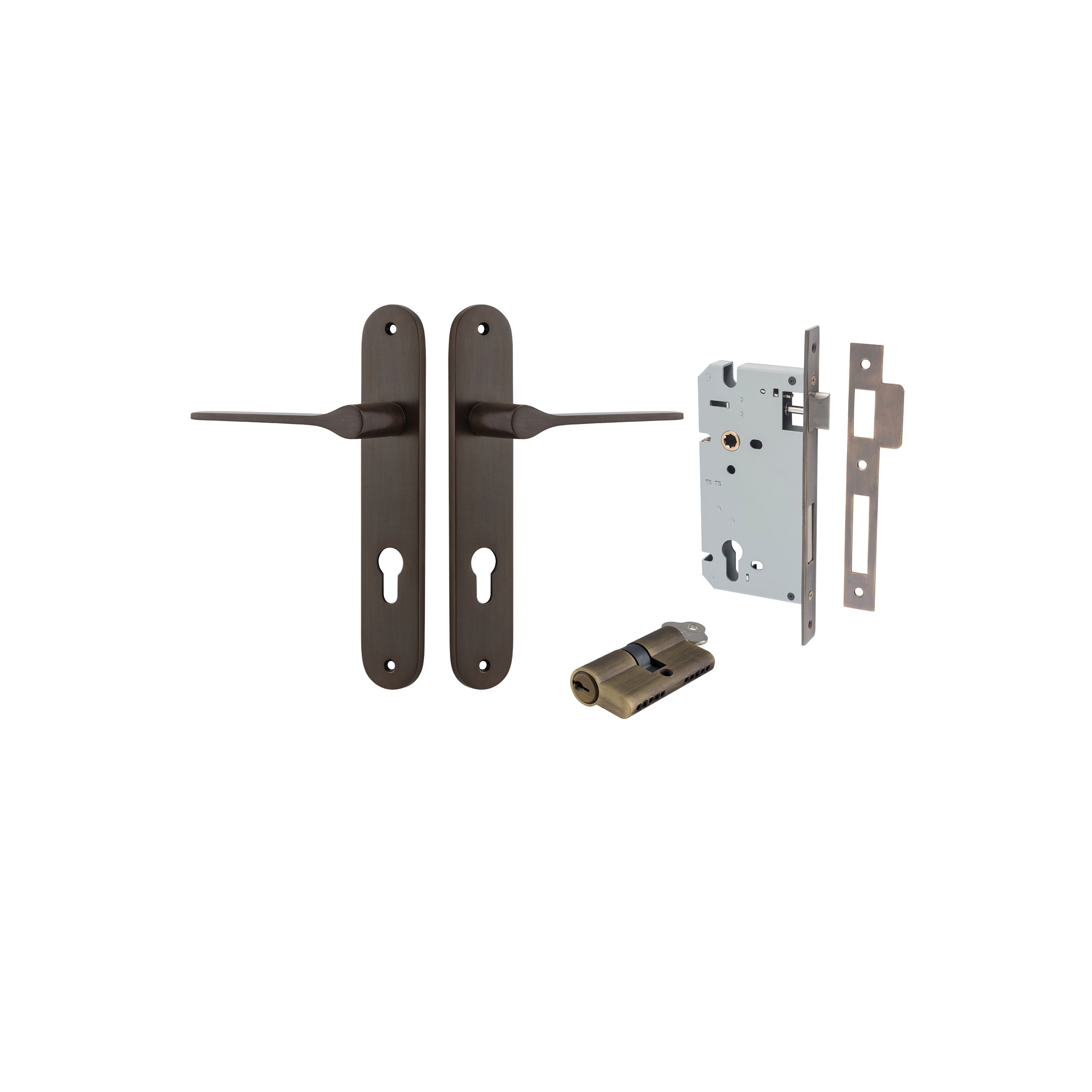 Como Lever - Oval Backplate - Entry Point - Iver - Signature Brass - Door Levers