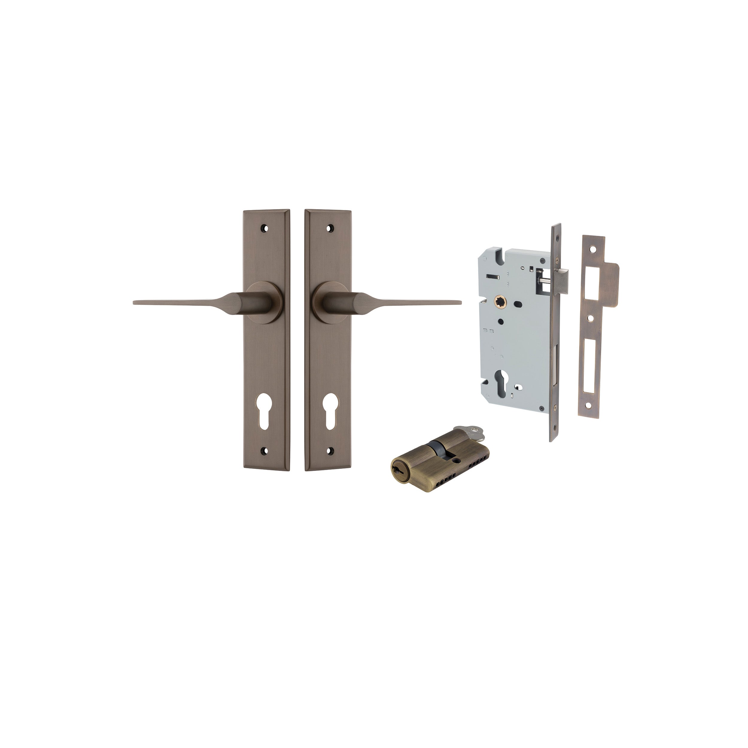 Como Lever - Chamfered Backplate - Entry Point - Iver - Signature Brass - Door Levers