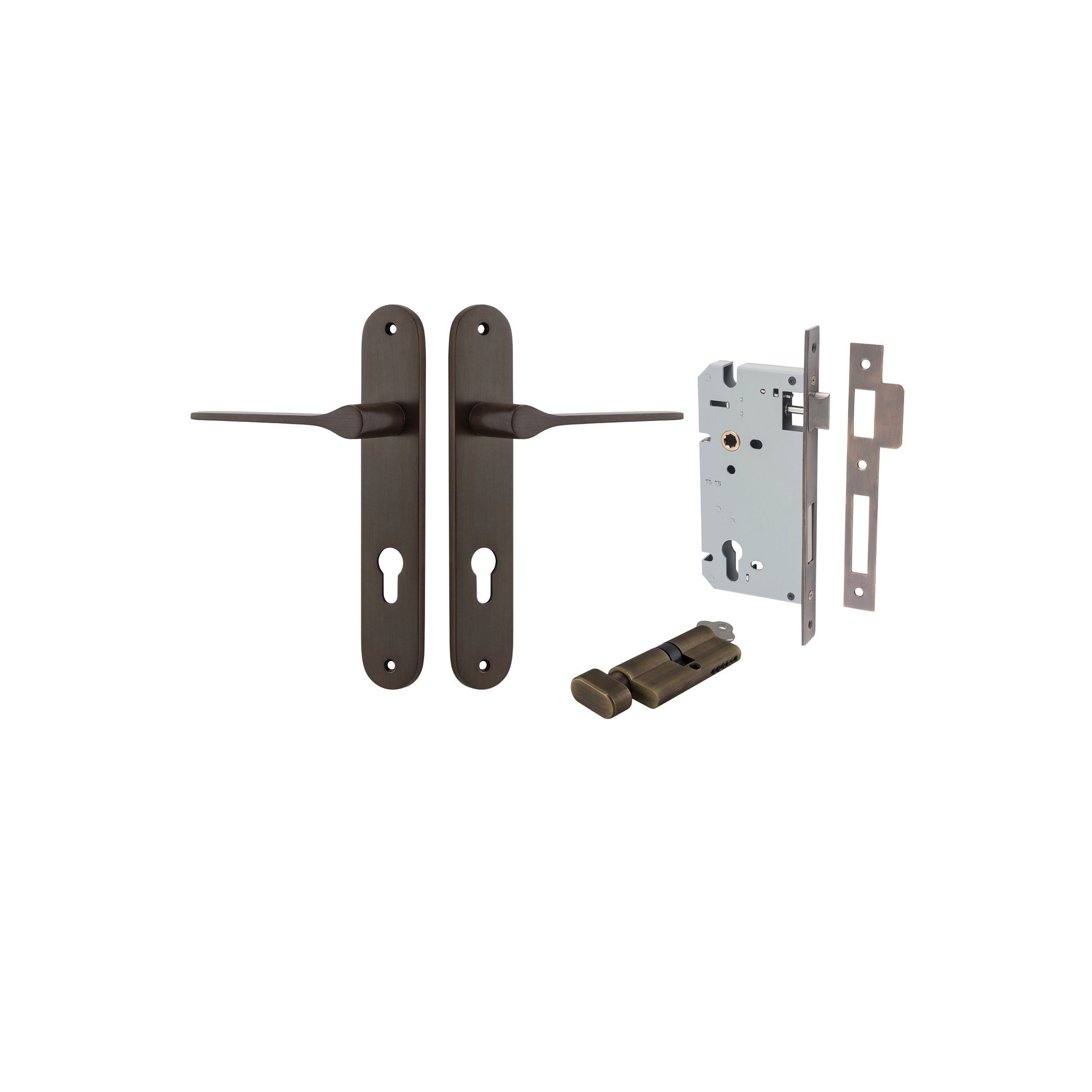 Como Lever - Oval Backplate - Entry Point - Iver - Signature Brass - Door Levers