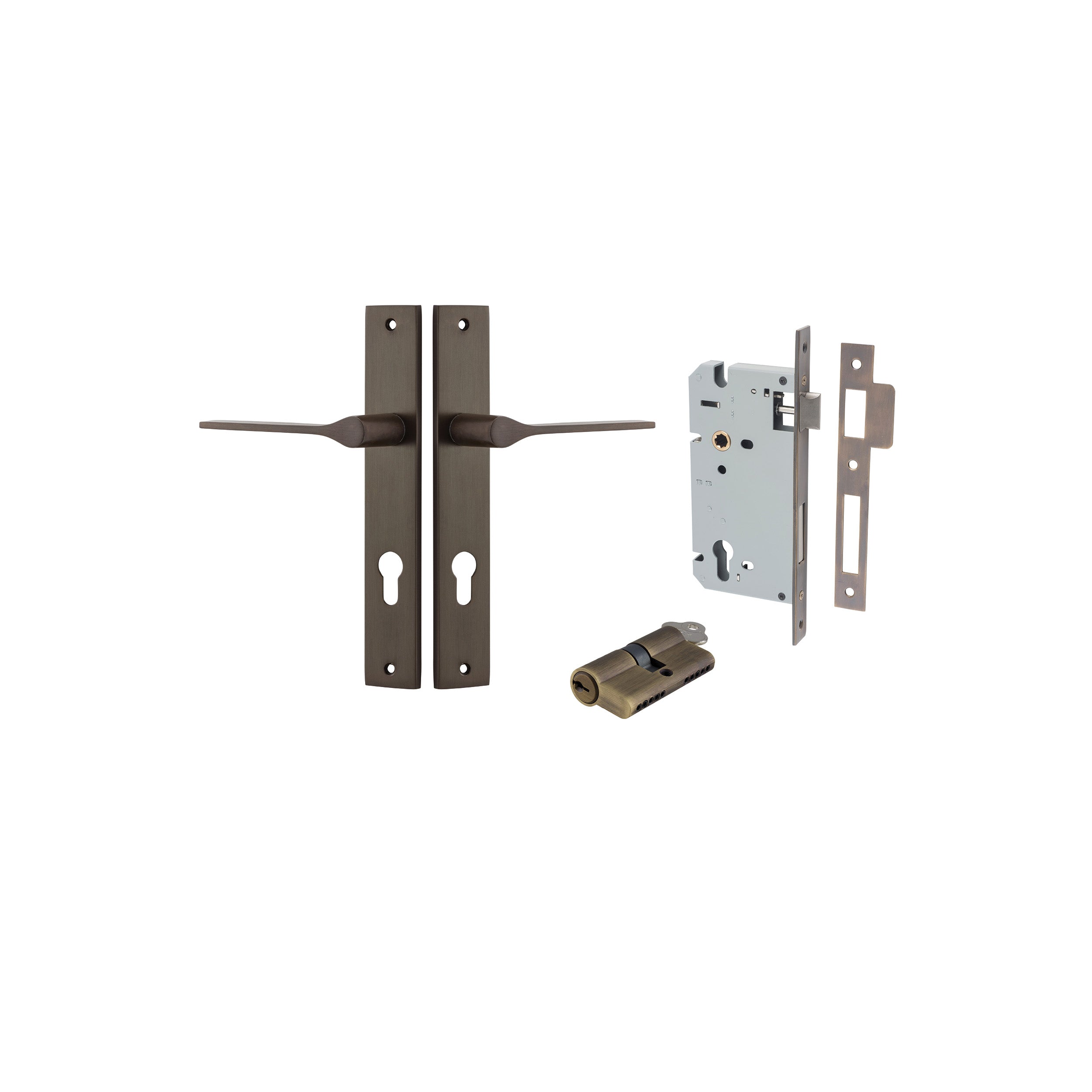 Como Lever - Rectangular Backplate - Entry Point - Iver - Signature Brass - Door Levers