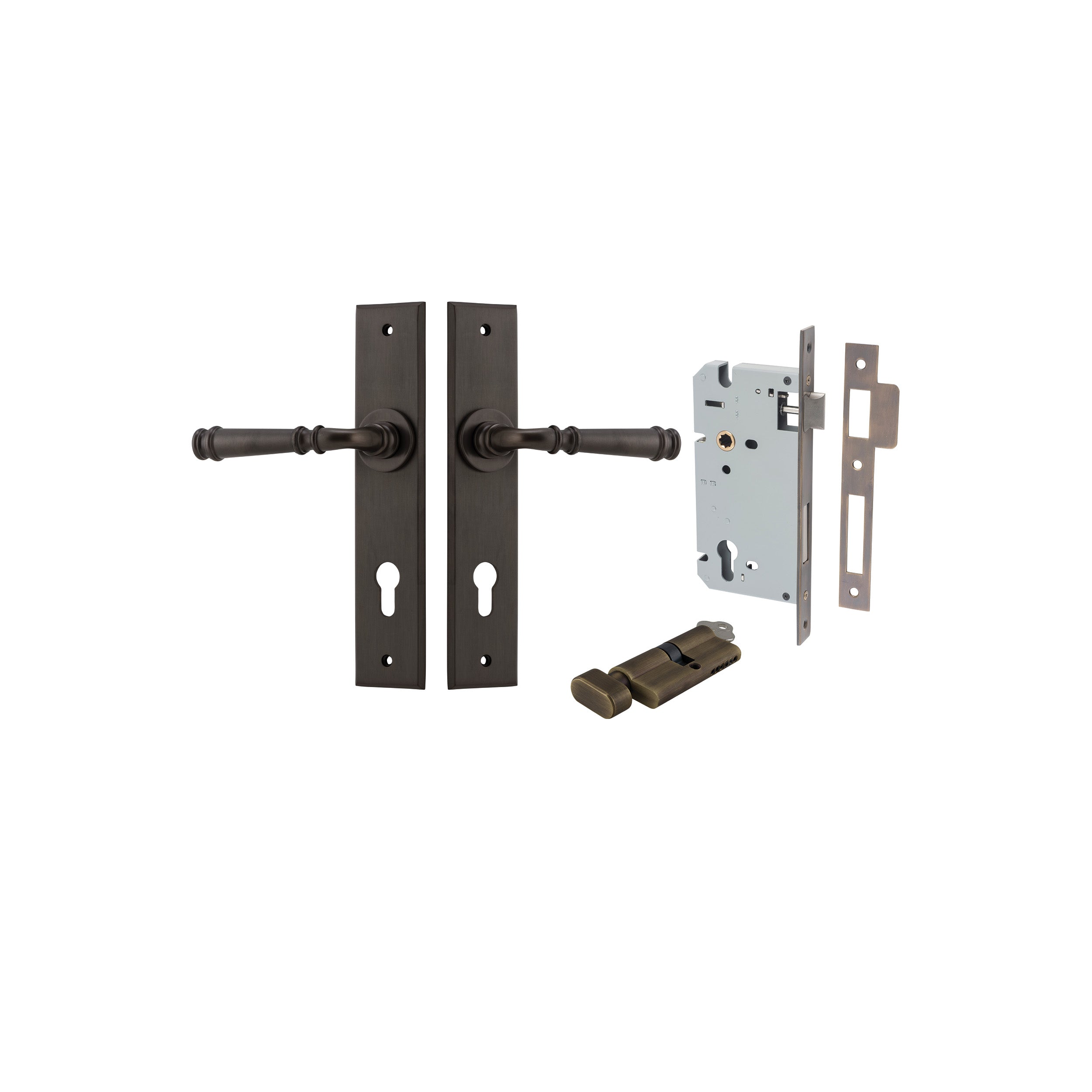 Verona Lever - Chamfered Backplate - Entry Point - Iver - Signature Brass - Door Levers