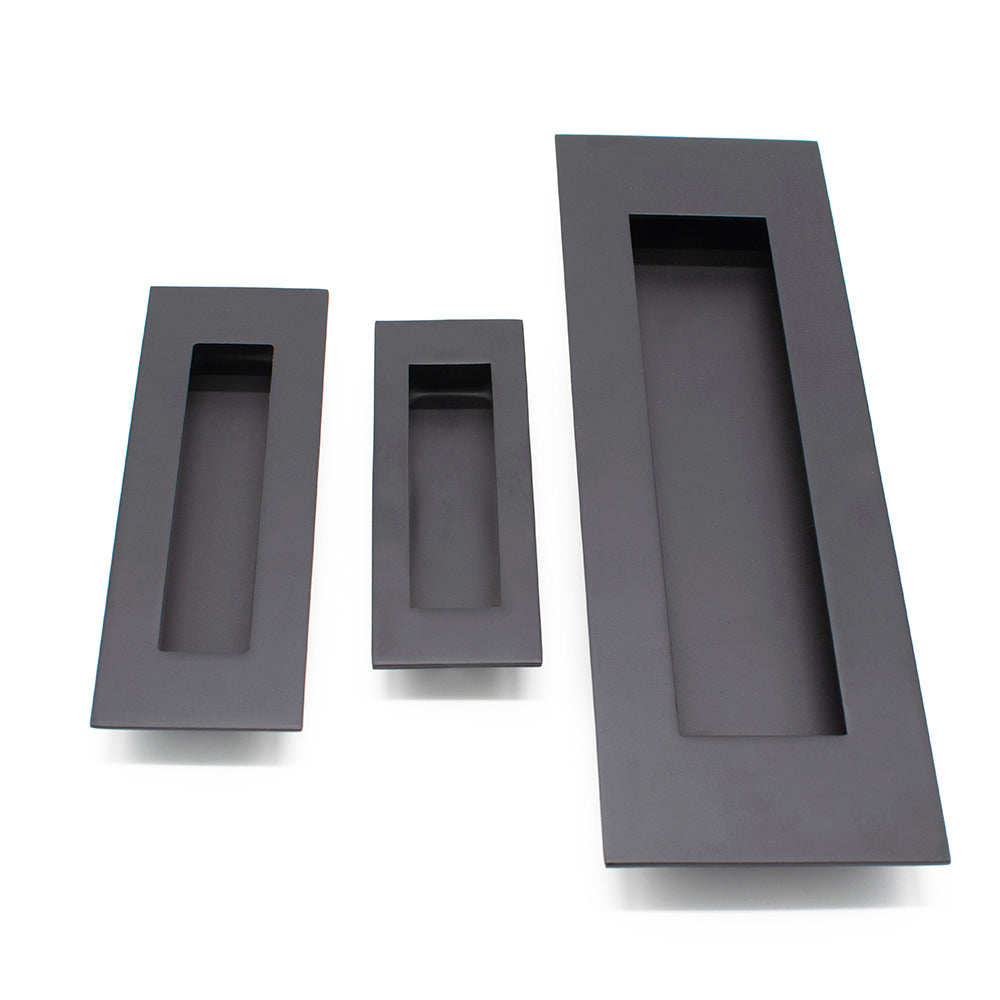 Matt Black Sliding Door Flush Pull 120mm x 40mm - Manovella