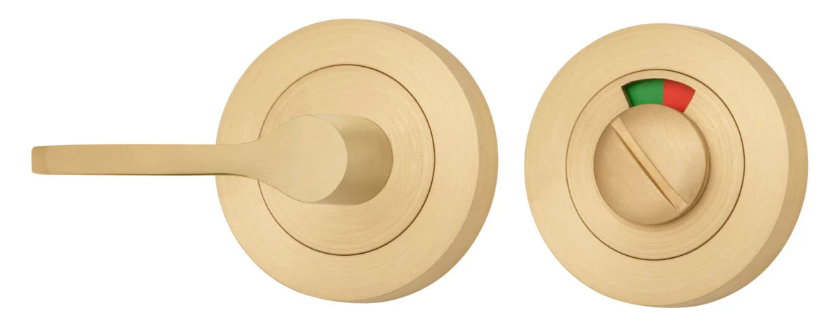 Accessibility Privacy Turn with Indicator - Round - Entry Point - Iver - Brushed Brass - Tube Latches & Bolts