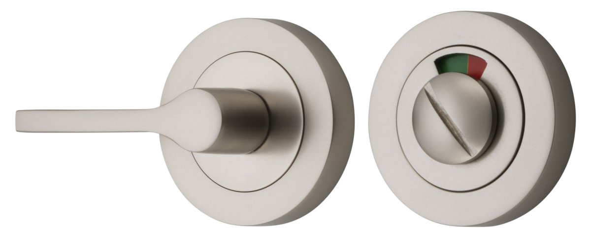 Accessibility Privacy Turn with Indicator - Round - Entry Point - Iver - Satin Nickel - Tube Latches & Bolts