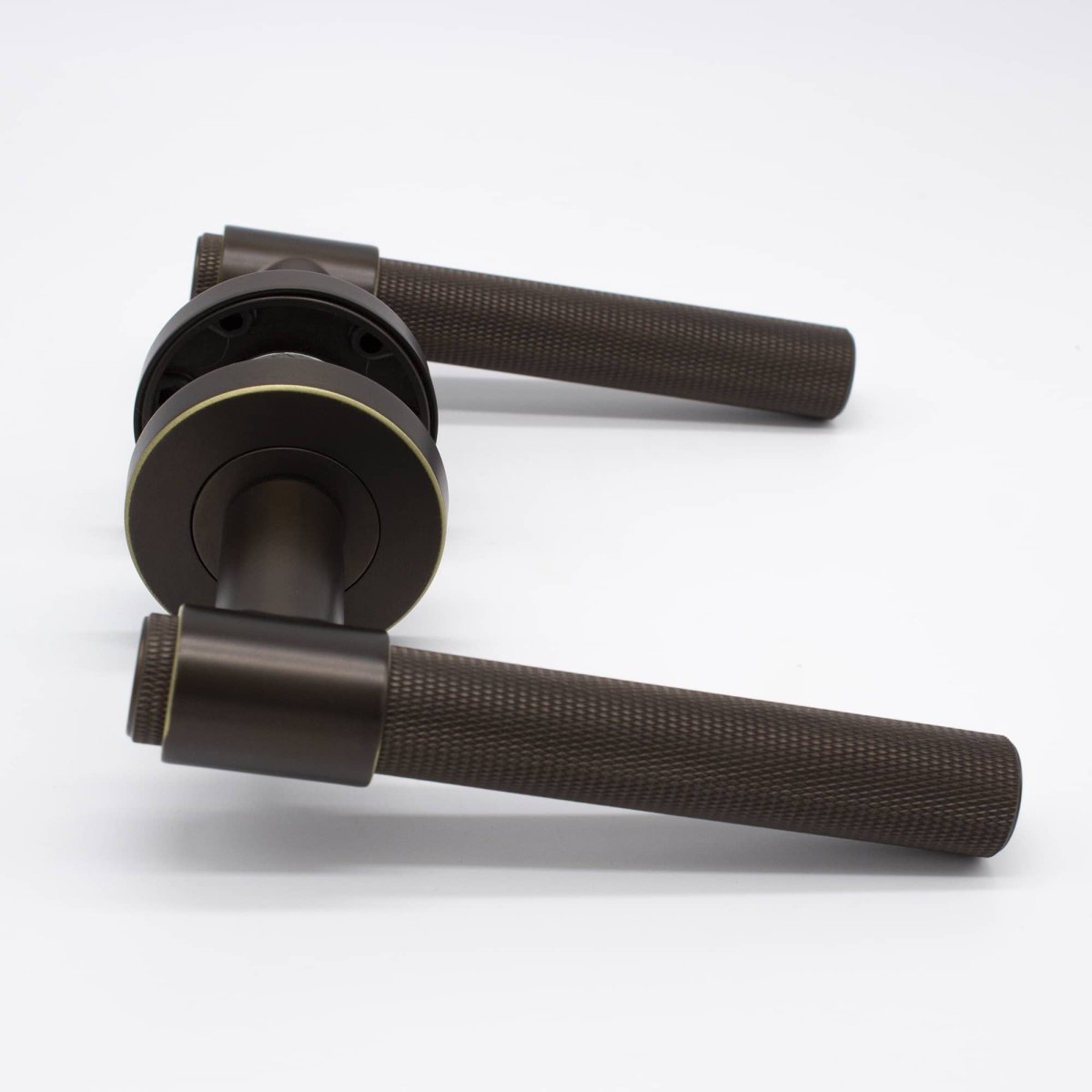 Aged Brass Knurled Passage Door Handle - Rosedale - Manovella - Entry - Point - RSD1AG - Manovella