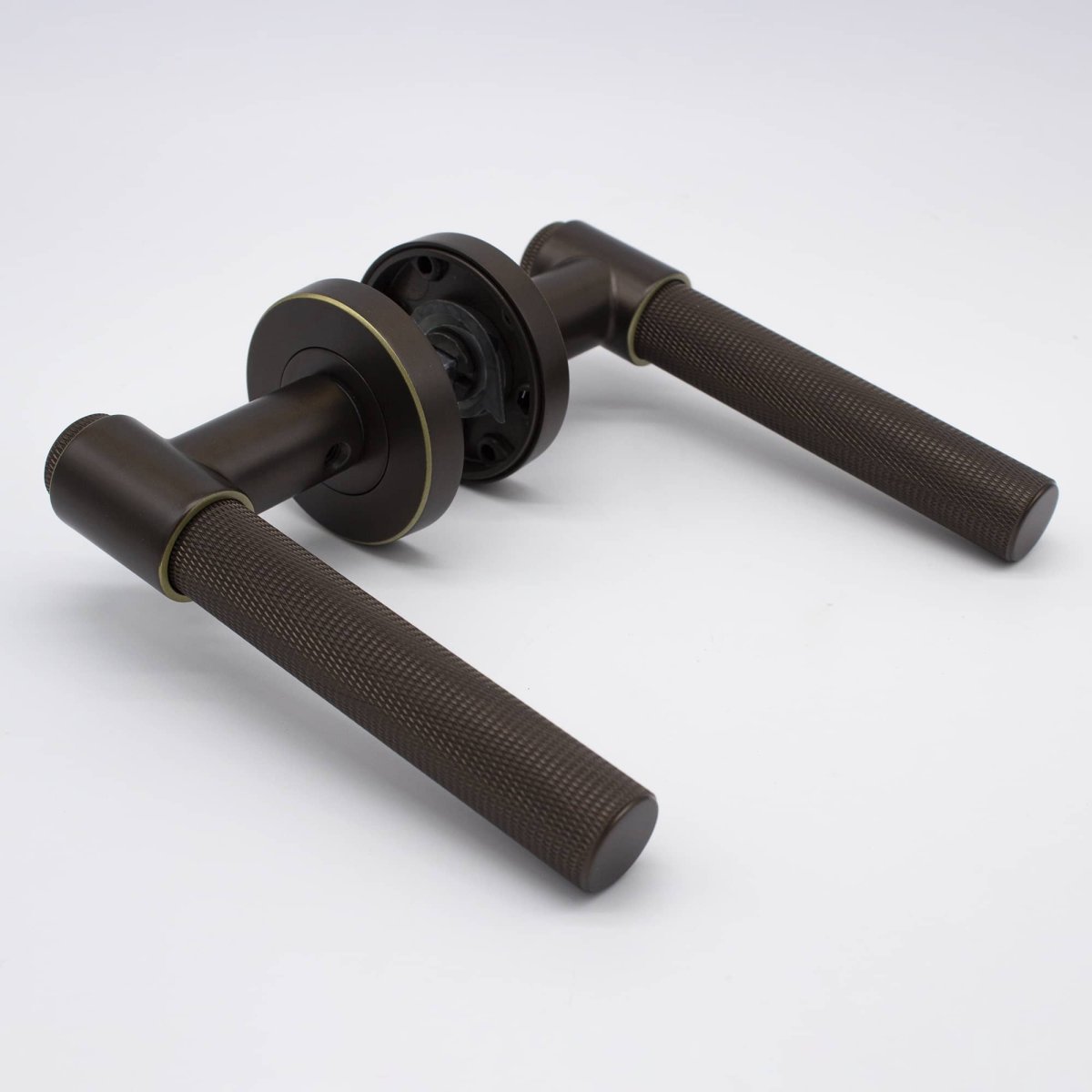 Aged Brass Knurled Passage Door Handle - Rosedale - Manovella - Entry - Point - RSD1AG - Manovella