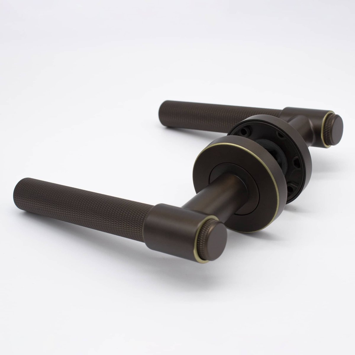 Aged Brass Knurled Passage Door Handle - Rosedale - Manovella - Entry - Point - RSD1AG - Manovella