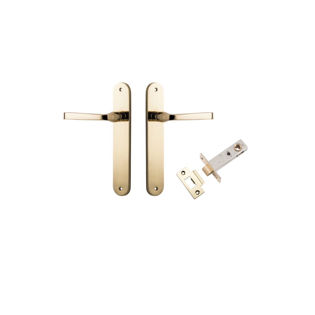 Annecy Lever - Oval Backplate - Entry Point - Iver - Polished Brass - Door Levers