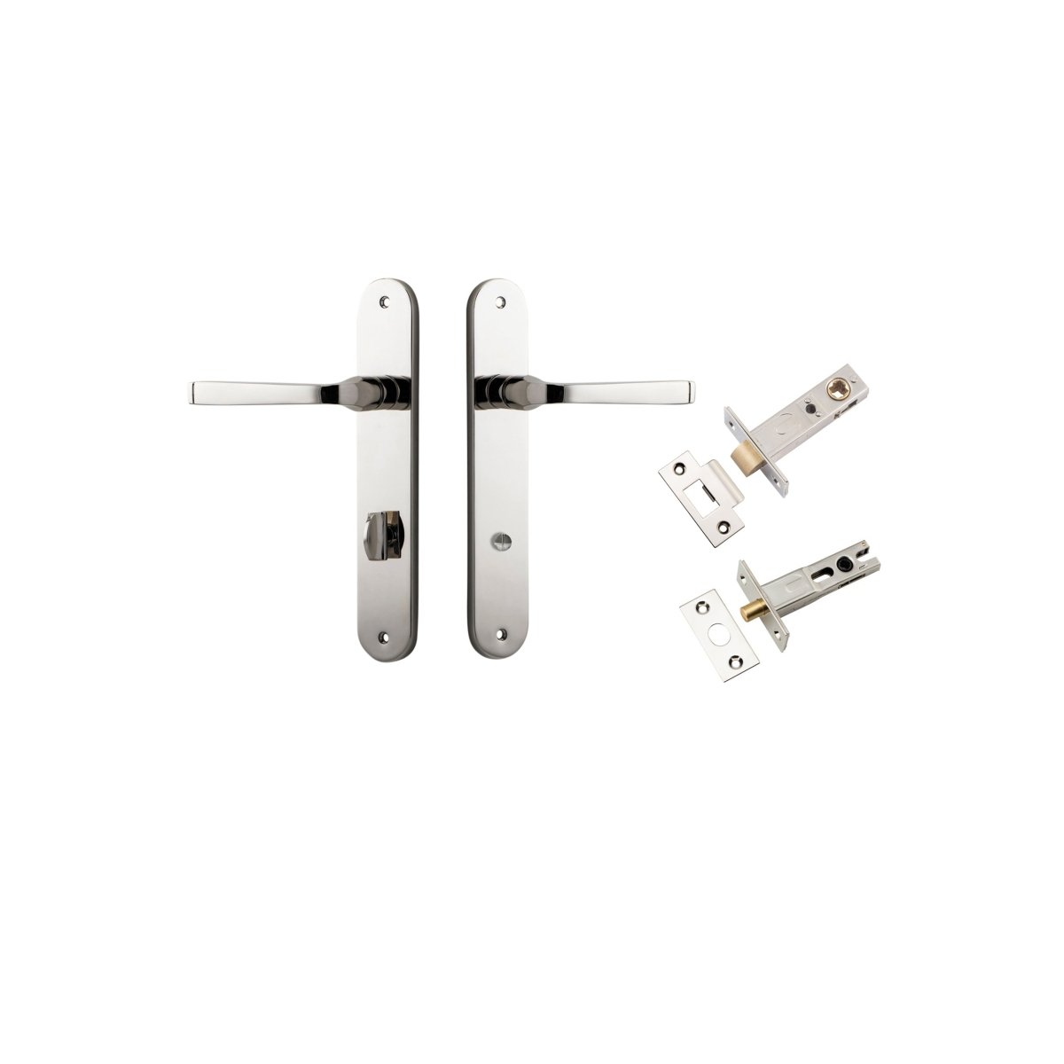 Annecy Lever - Oval Backplate - Entry Point - Iver - Polished Nickel - Door Levers