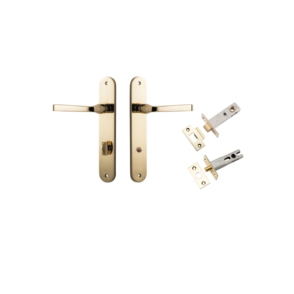 Annecy Lever - Oval Backplate - Entry Point - Iver - Polished Brass - Door Levers