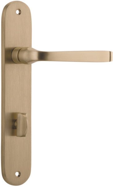 Annecy Lever - Oval Backplate - Entry Point - Iver - Brushed Brass - Door Levers