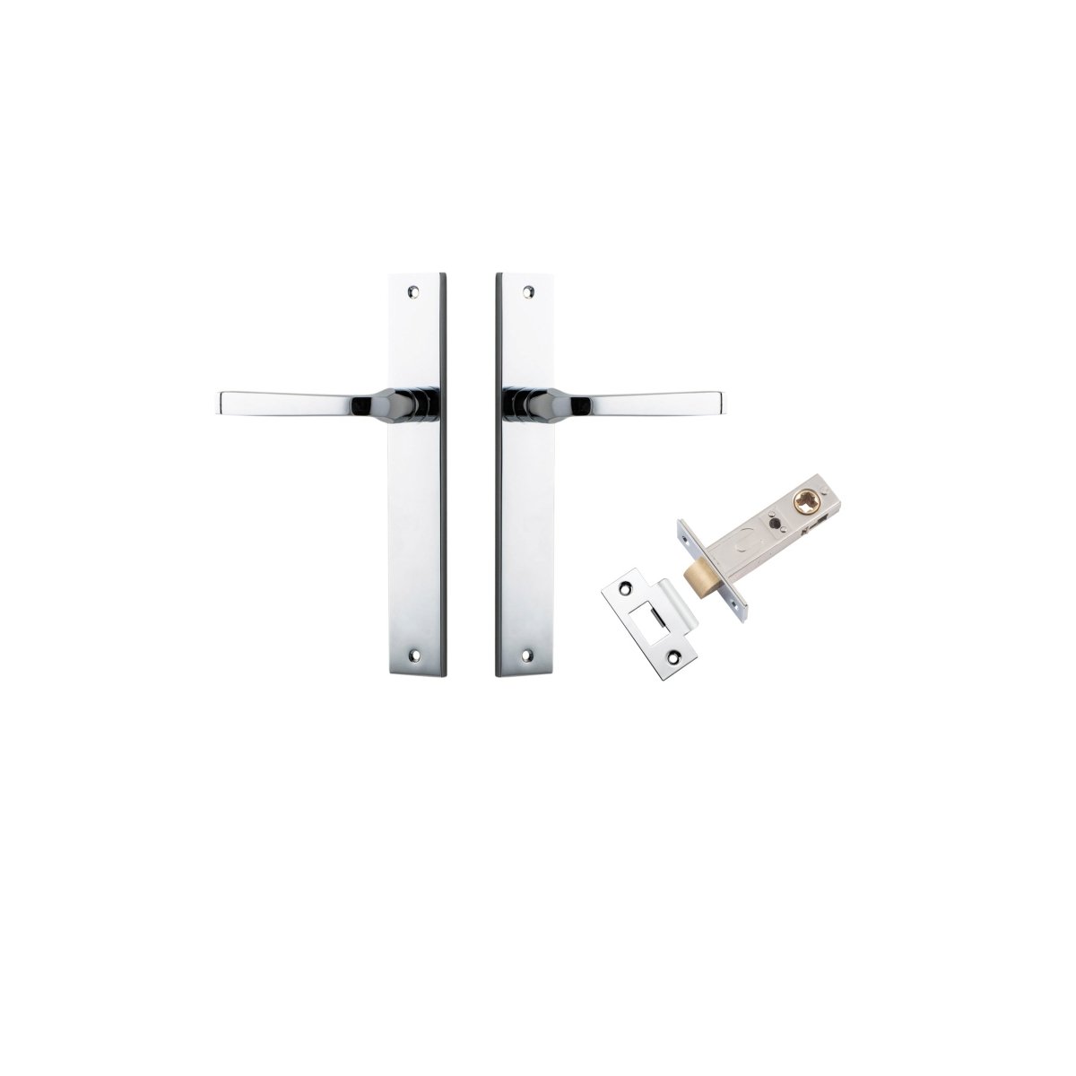 Annecy Lever - Rectangular Backplate - Entry Point - Iver - Polished Chrome - Door Levers