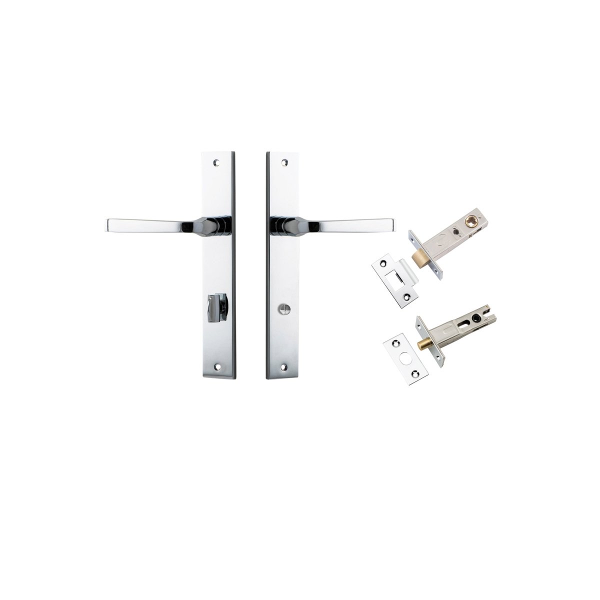 Annecy Lever - Rectangular Backplate - Entry Point - Iver - Polished Chrome - Door Levers