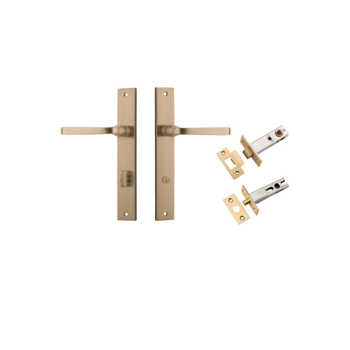 Annecy Lever - Rectangular Backplate - Entry Point - Iver - Brushed Brass - Door Levers