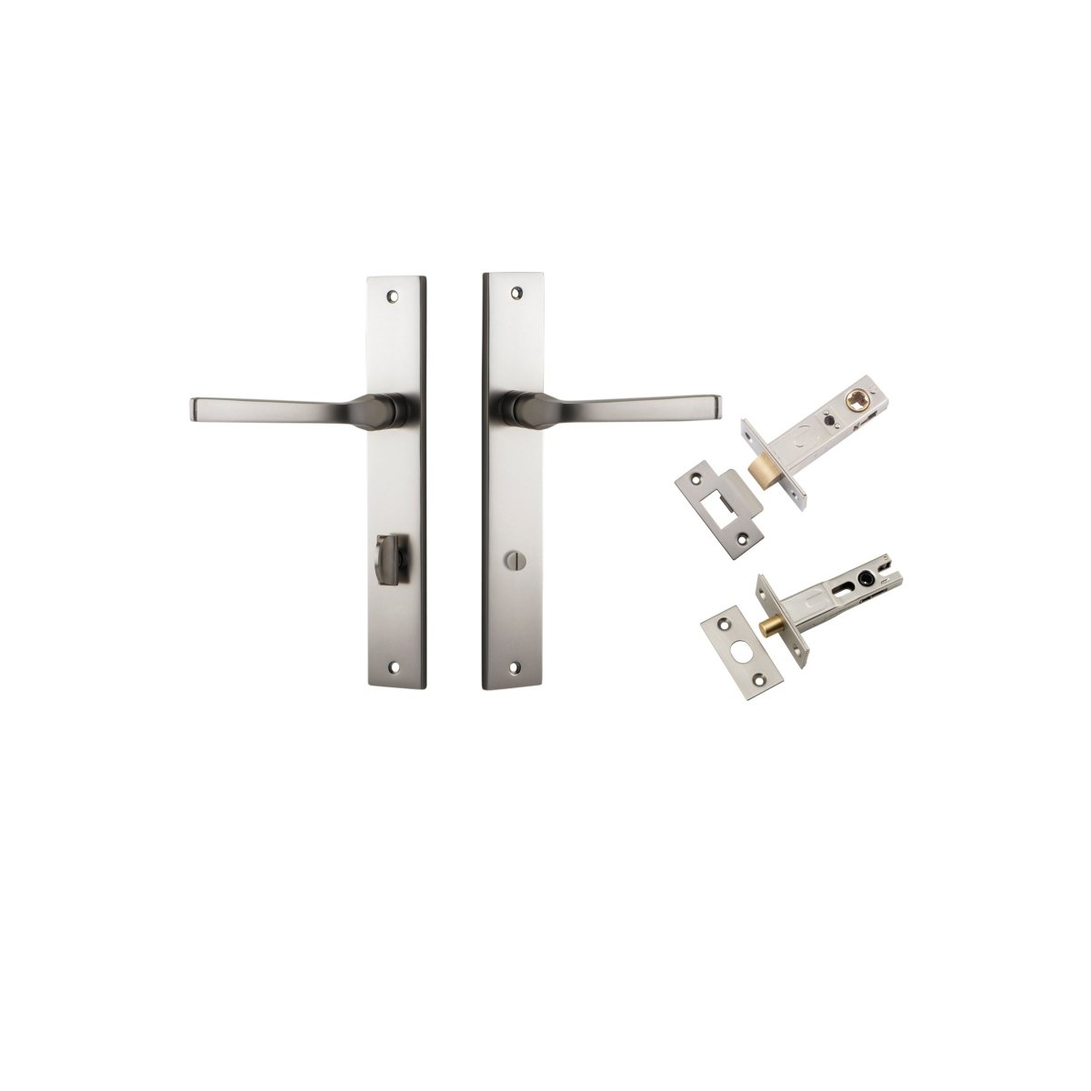 Annecy Lever - Rectangular Backplate - Entry Point - Iver - Satin Nickel - Door Levers