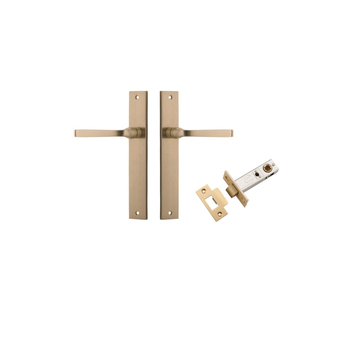 Annecy Lever - Rectangular Backplate - Entry Point - Iver - Brushed Brass - Door Levers