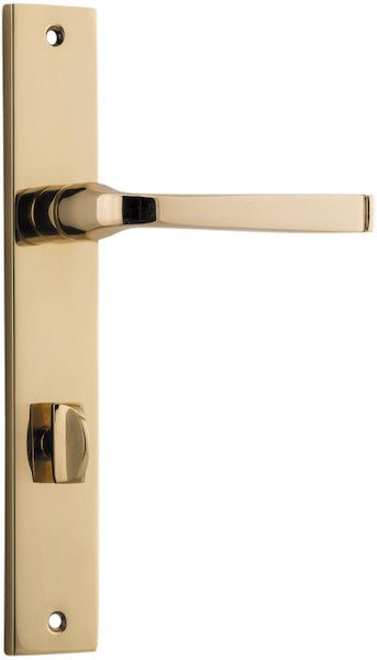 Annecy Lever - Rectangular Backplate - Entry Point - Iver - Polished Brass - Door Levers