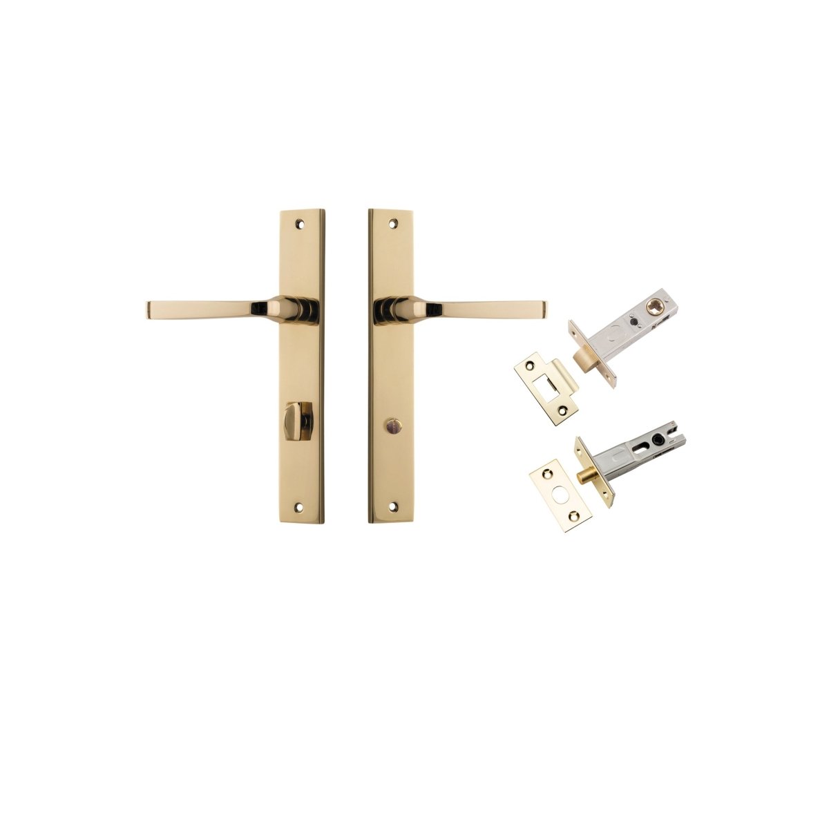 Annecy Lever - Rectangular Backplate - Entry Point - Iver - Polished Brass - Door Levers